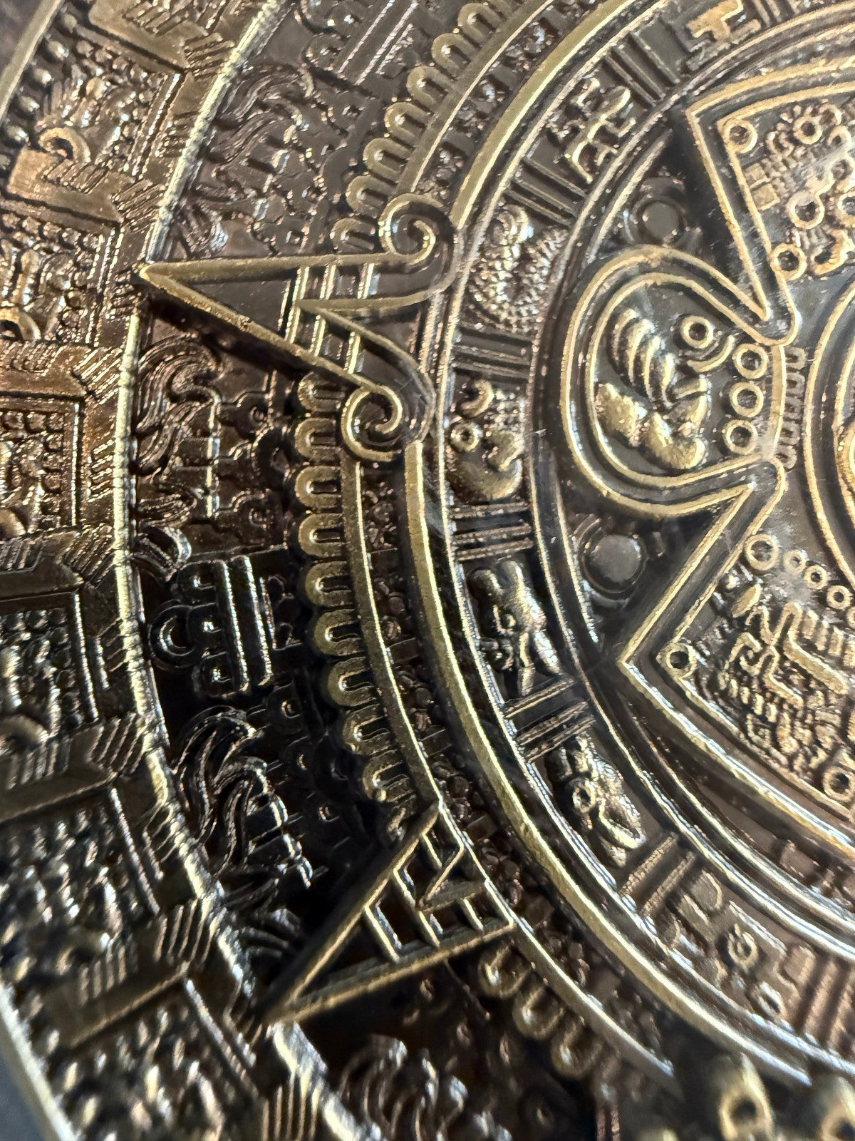 Mayan 5 oz Brass Coin Aztec Calendar Medallion with Display Case