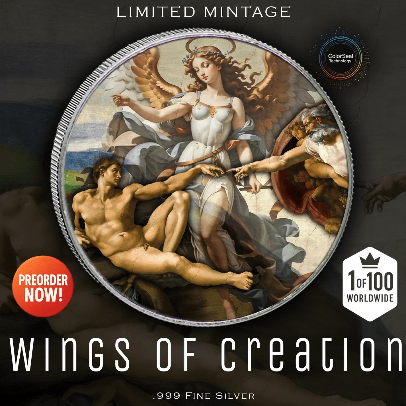 2024 American Silver Eagle 1oz .999 Fine Silver Colorized Wings Coin