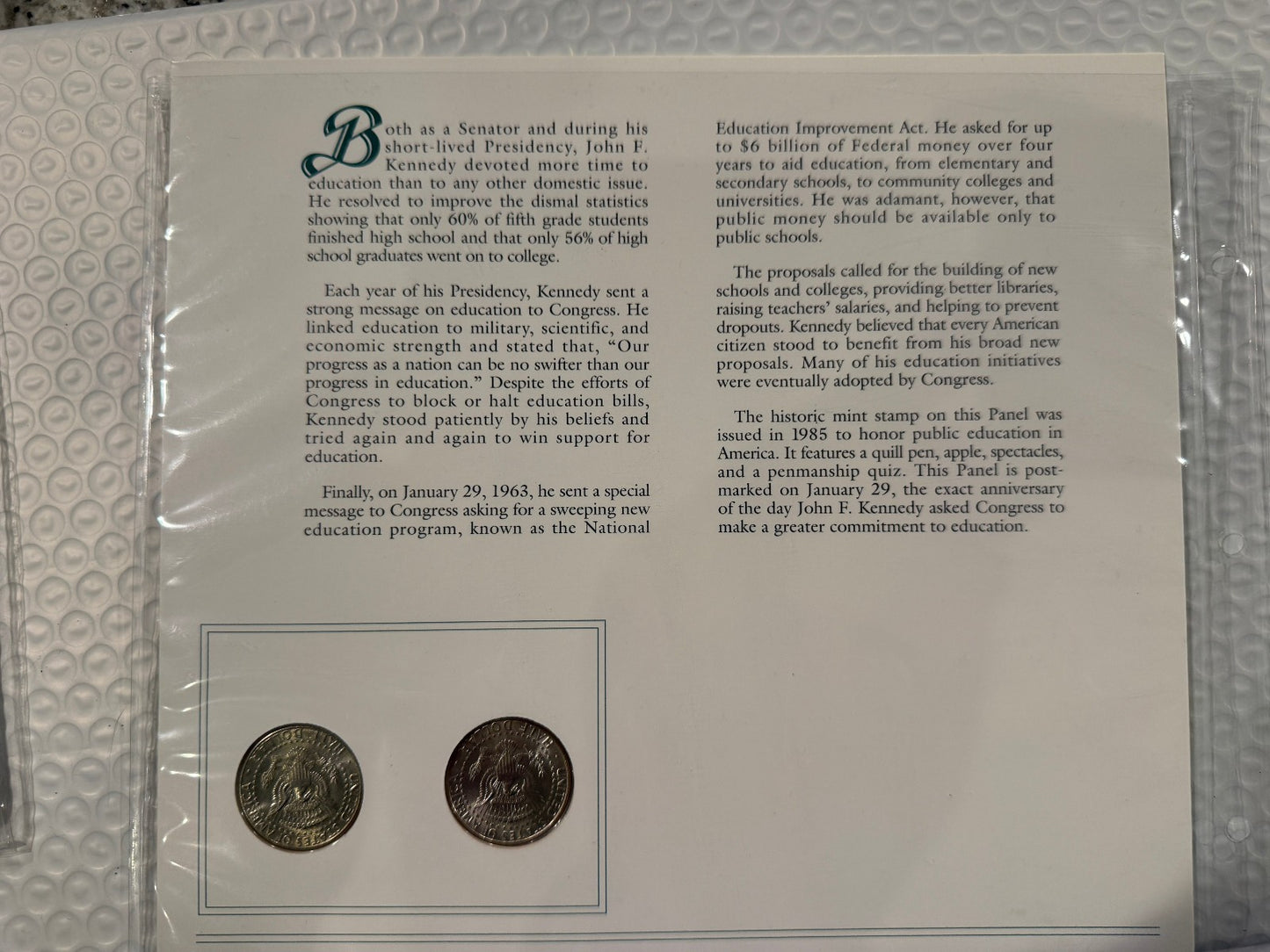 JFK Kennedy Stamp Coin Panel Collection 6 Pack Commemorative Set USA