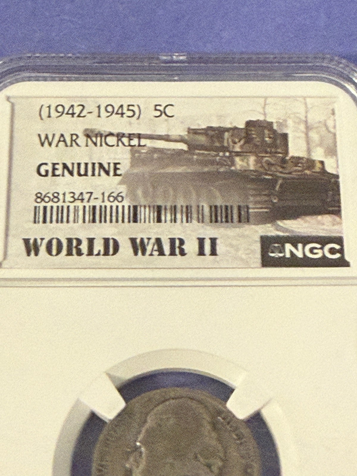 WWII War Nickel 1942-1945 5C NGC Genuine 35% Silver US Coin