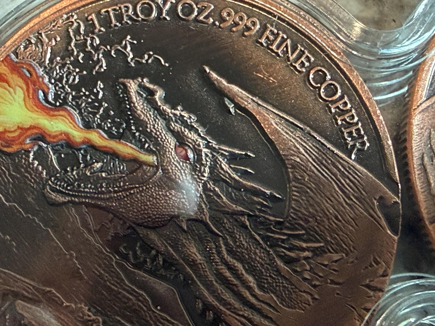 Dragon Fire DuoStack 2x 1oz .999 Fine Copper Rounds Fantasy Dragon Set