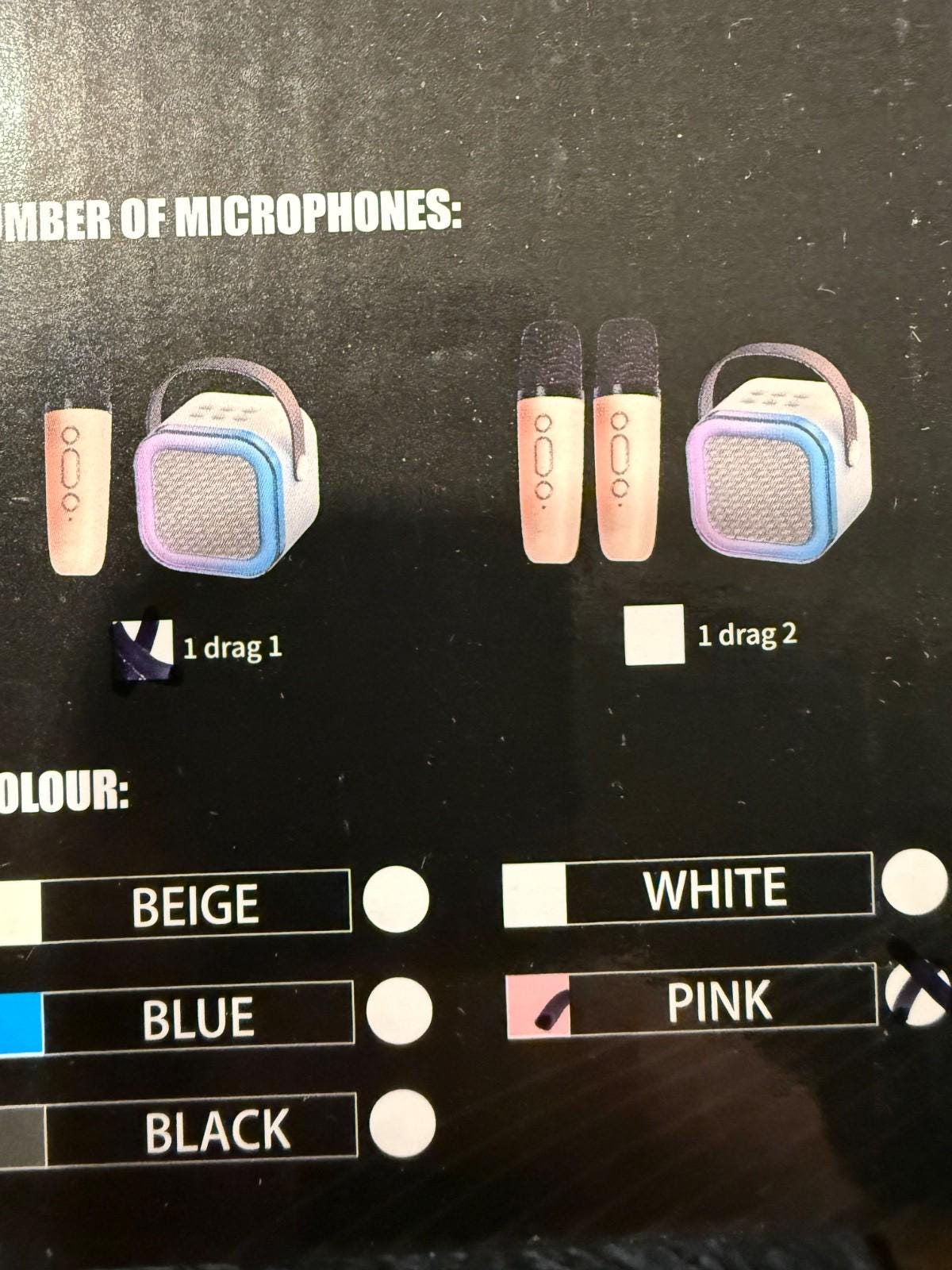 K12 Pink Bluetooth Karaoke Speaker w Mic Portable Wireless LED Kids Adult