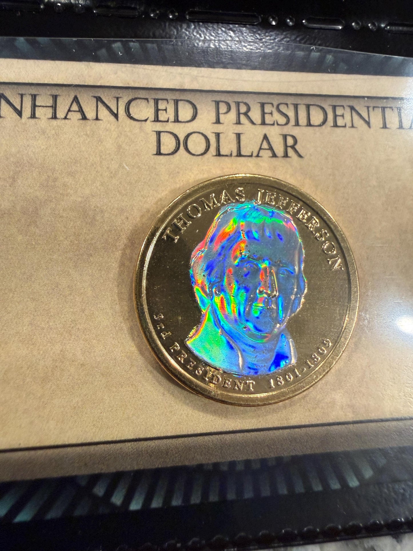 Enhanced Presidential Dollar Thomas Jefferson Hologram Coin Genuine US Mint