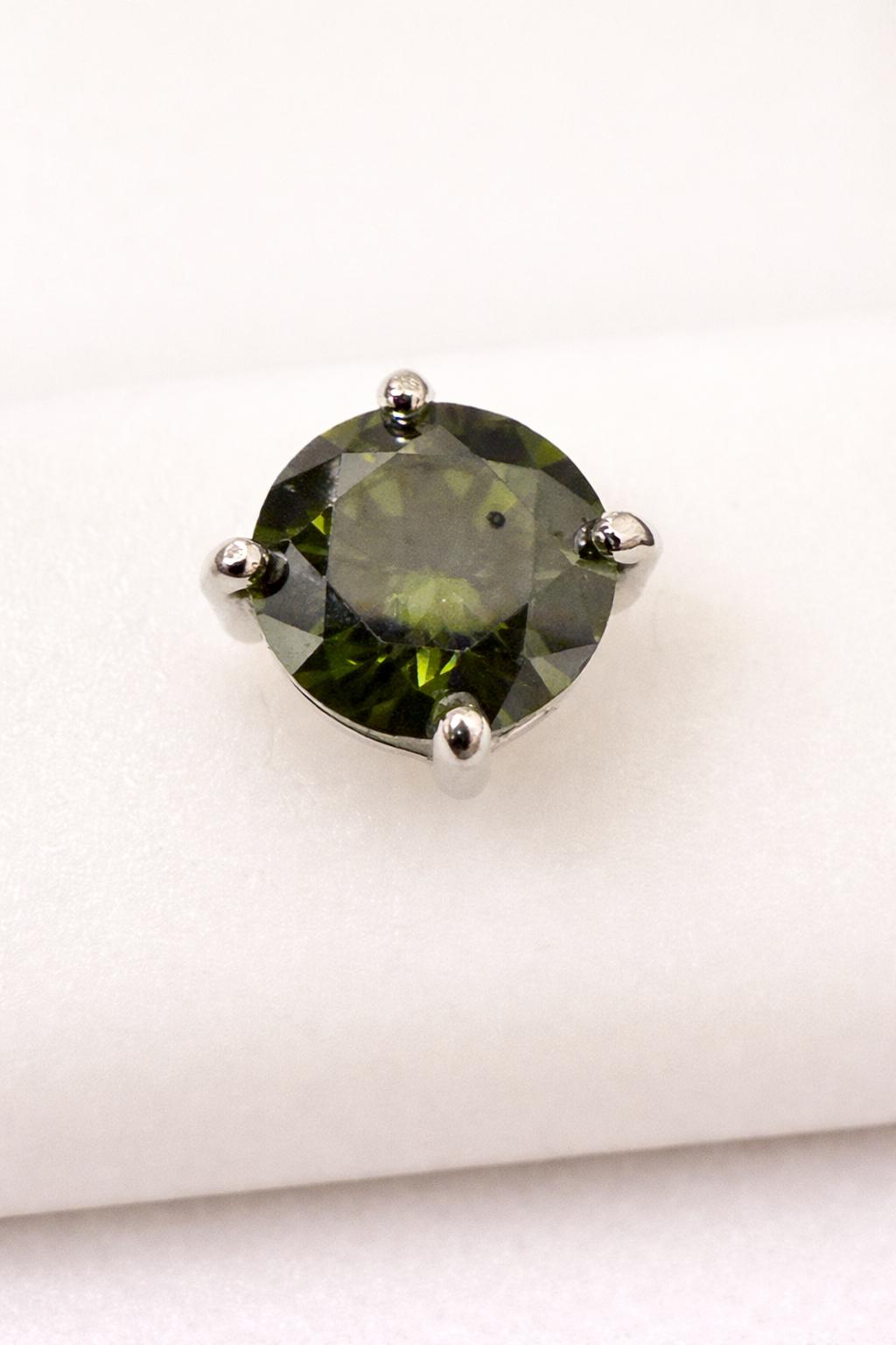 Sterling Silver 6mm Peridot CZ Stud Earrings 1.56 CTTW Round Green Gemstone
