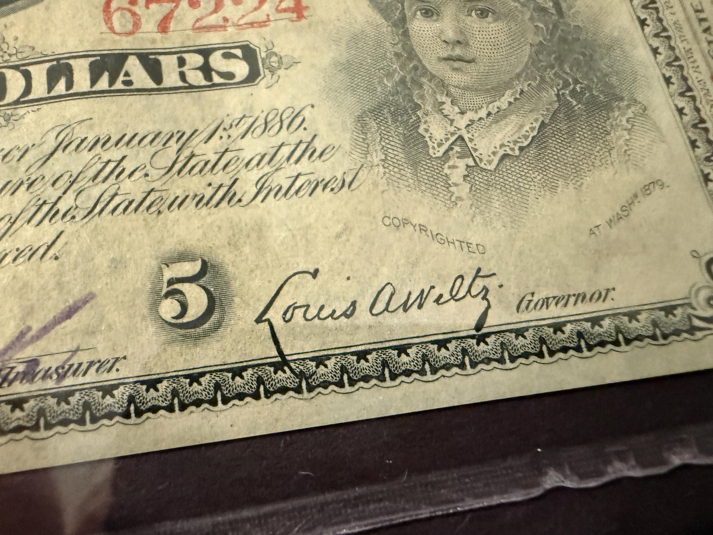 1870s Louisiana $5 Baby Bond PMG 64 EPQ Choice UNC 5 Coupons Attached