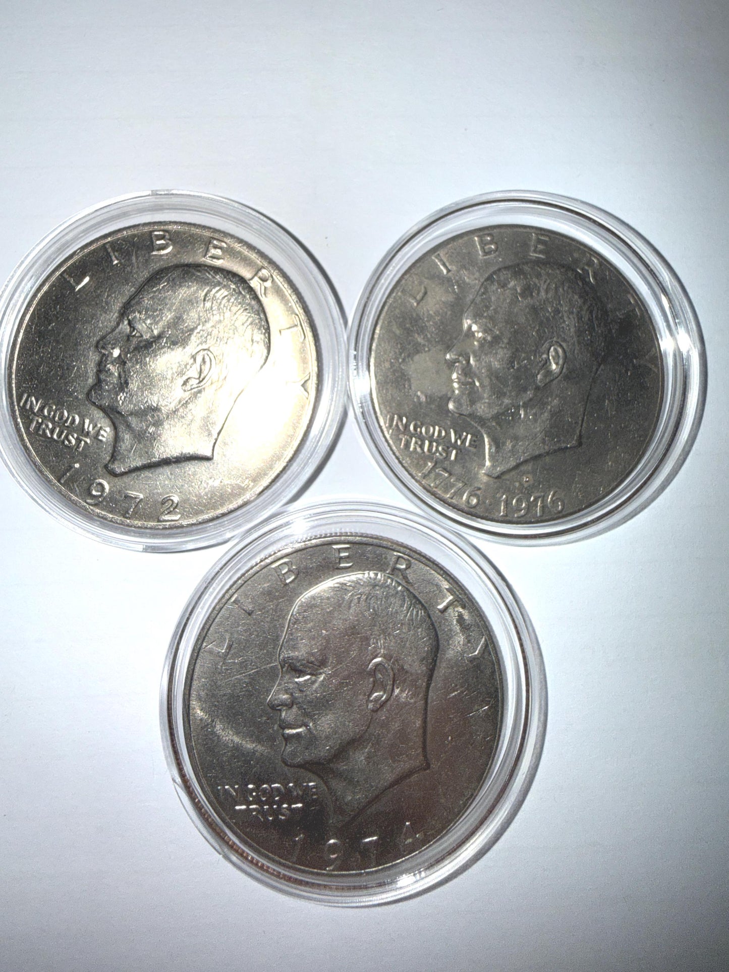 Eisenhower Dollar 3 Coin Set 1972 1974 1776-1976 Bicentennial Ike Dollars