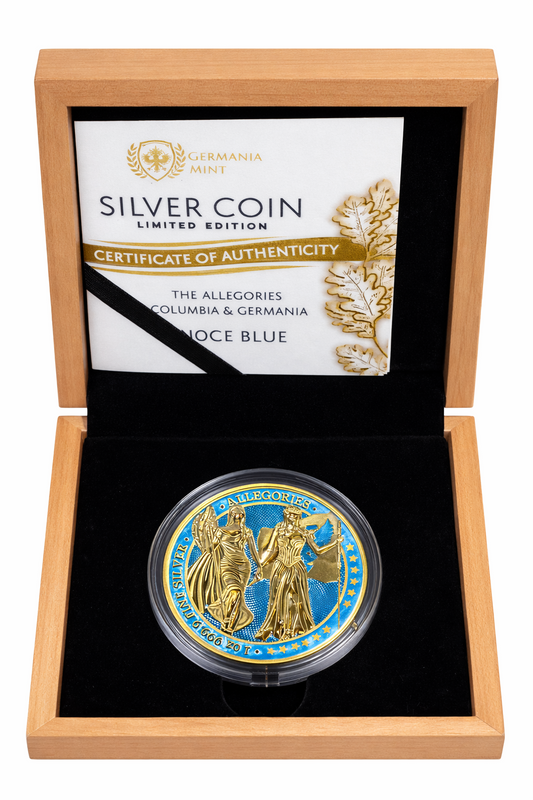 2019 Germania Mint Allegories Columbia Germania Space Blue 1oz Silver Coin