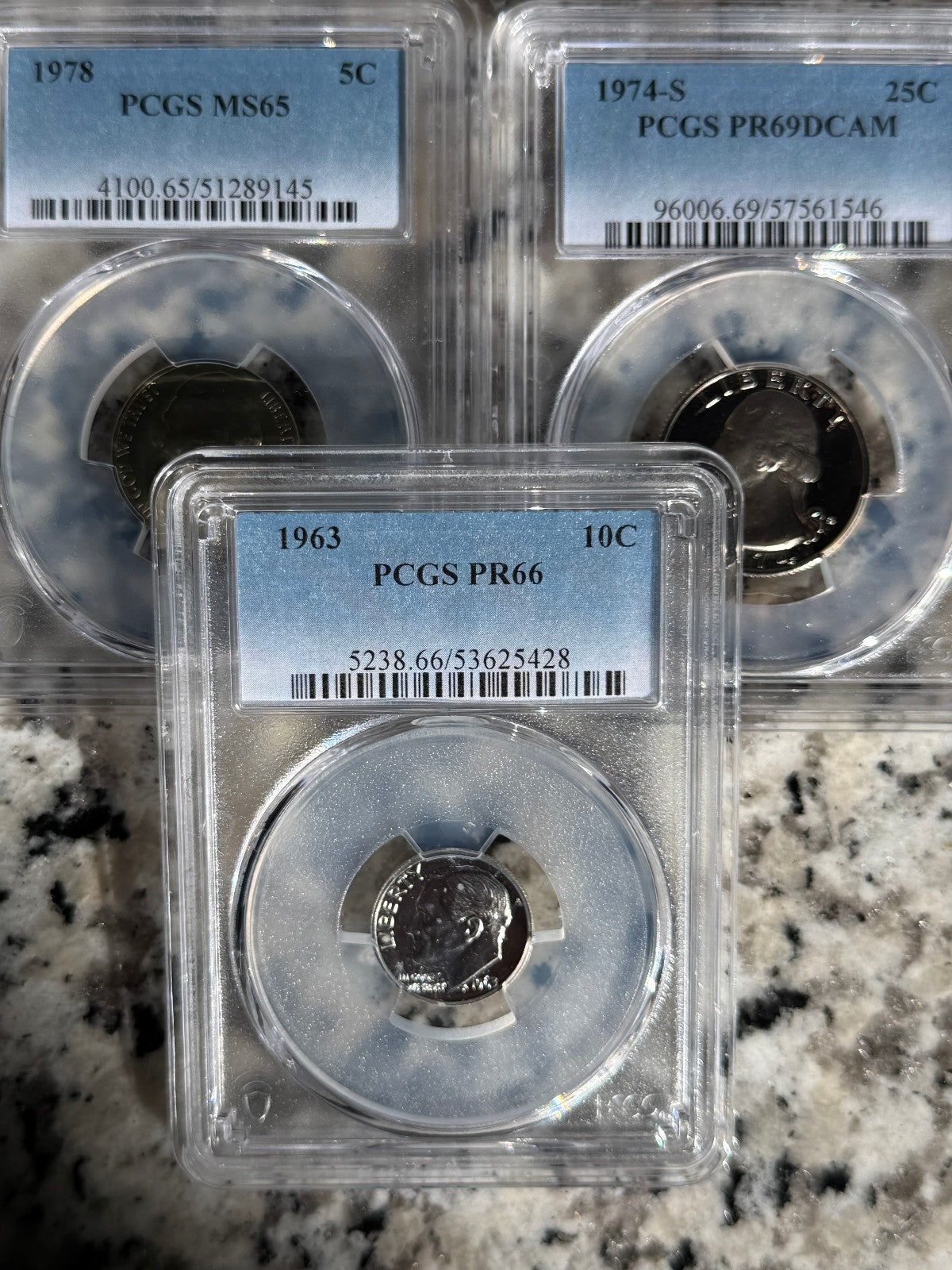 1978 5C PCGS MS65 1974 S Quarter PR69DCAM 1963 Dime PR66 Silver Lot