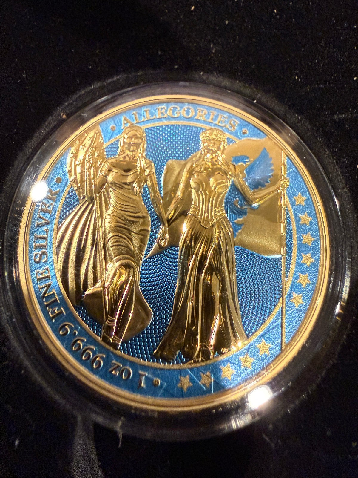 2019 Germania Mint Allegories Columbia Germania Space Blue 1oz Silver Coin