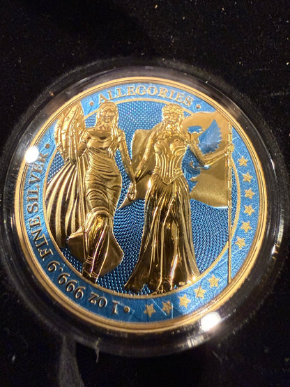 2019 Germania Mint Allegories Columbia Germania Space Blue 1oz Silver Coin