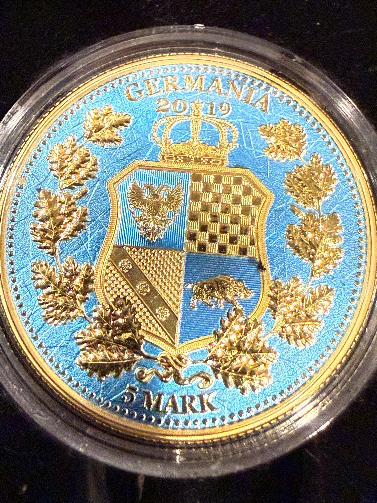 2019 Germania Mint Allegories Columbia Germania Space Blue 1oz Silver Coin
