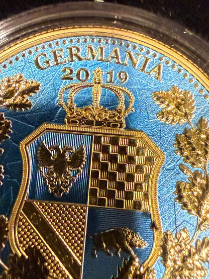2019 Germania Mint Allegories Columbia Germania Space Blue 1oz Silver Coin