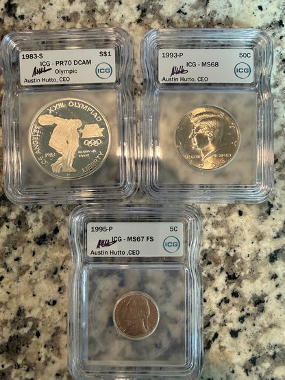 1983-S Olympic Silver Dollar DCAM ICG & 1993-P Kennedy Half Dollar Set