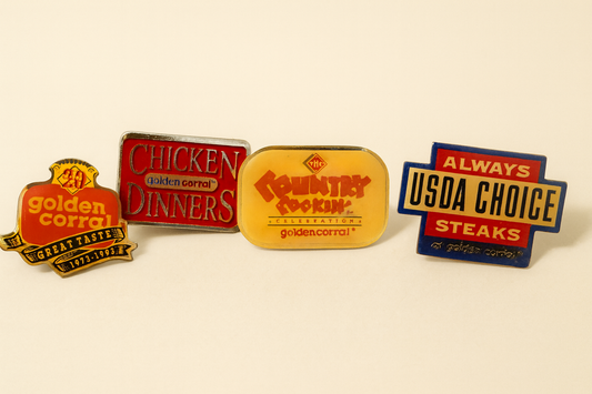 Golden Corral Vintage 90s Collectible Pins Set of 4 Restaurant Promo Lot