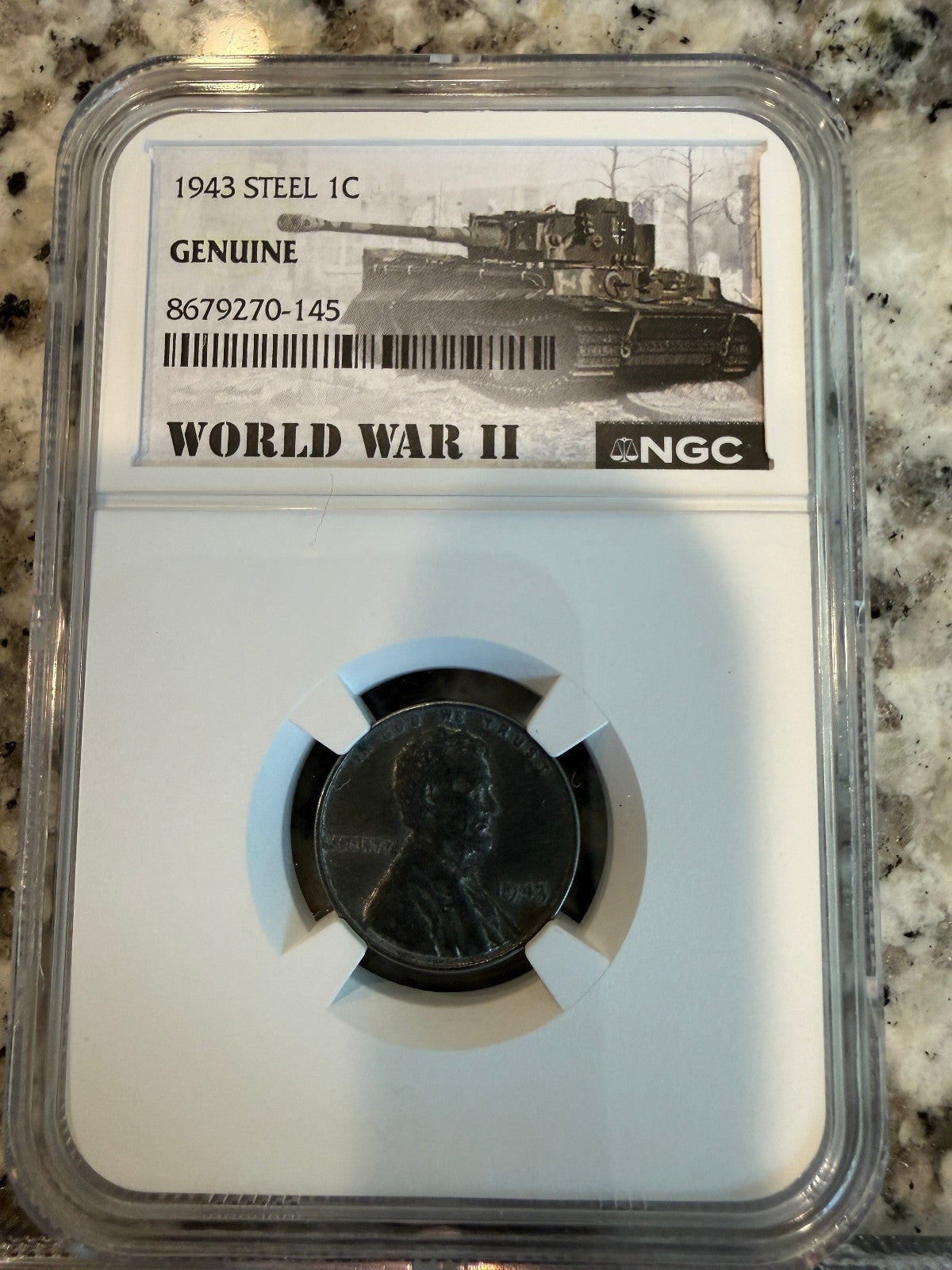 1943 Steel Cent WWII NGC Genuine & 1945-46 India 1/2 Anna King George VI