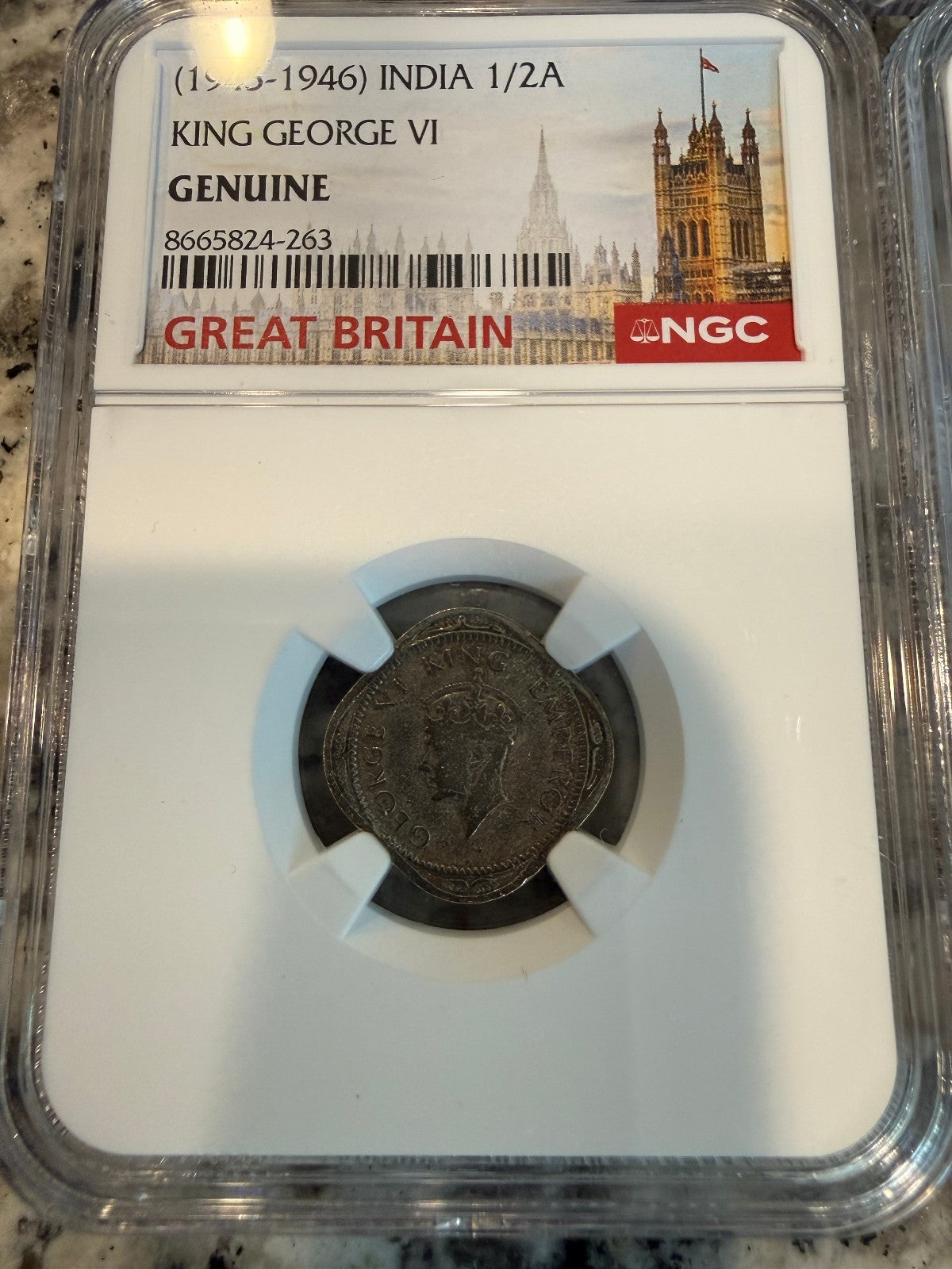 1943 Steel Cent WWII NGC Genuine & 1945-46 India 1/2 Anna King George VI