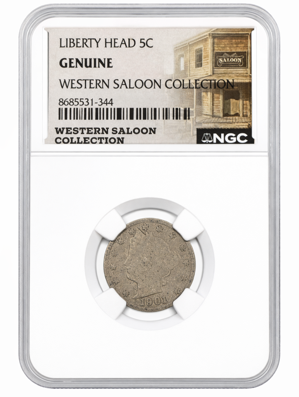 Liberty Head V Nickel Genuine Western Saloon Collection NGC Slab