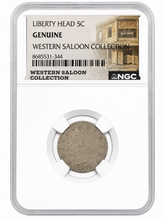 Liberty Head V Nickel Genuine Western Saloon Collection NGC Slab