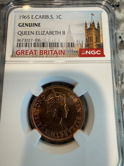 1943 Steel Cent WWII NGC Genuine & 1945-46 India 1/2 Anna King George VI