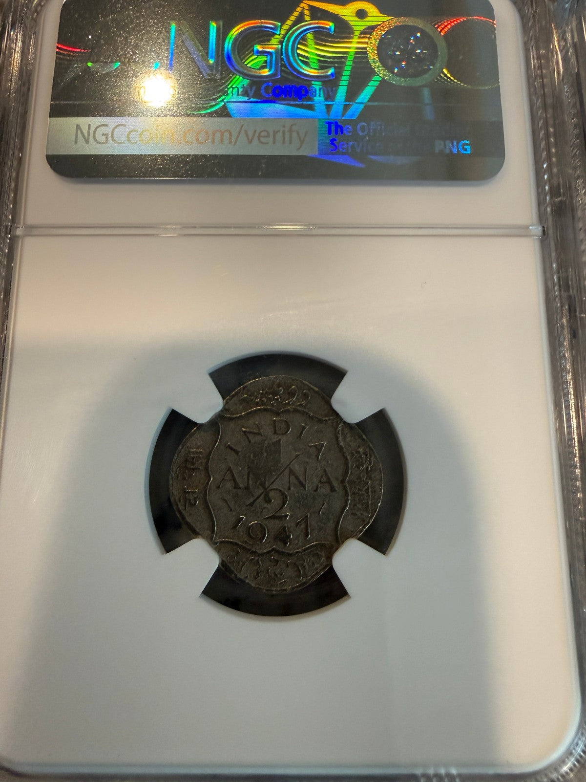 1943 Steel Cent WWII NGC Genuine & 1945-46 India 1/2 Anna King George VI