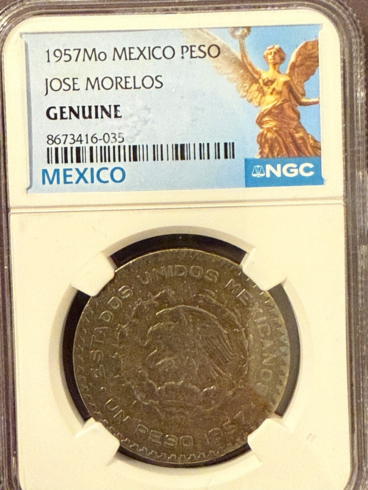 1957 Mo Mexico Peso Jose Morelos NGC Genuine Certified Silver Coin
