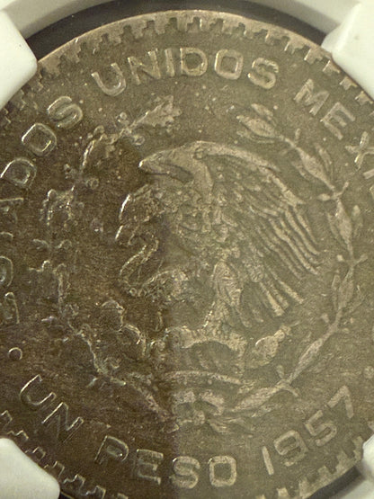 1957 Mo Mexico Peso Jose Morelos NGC Genuine Certified Silver Coin