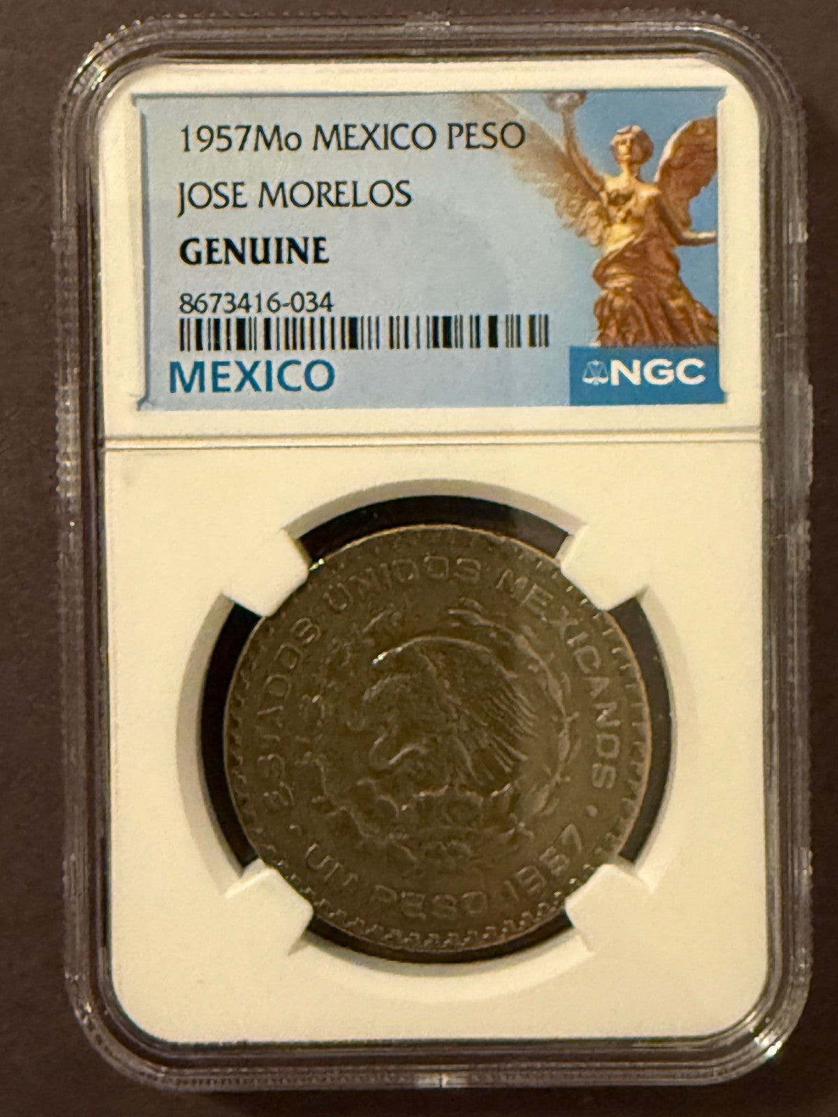 1957 Mo Mexico Peso Jose Morelos NGC Genuine Certified Silver Coin