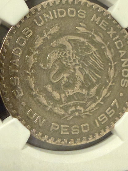 1957 Mo Mexico Peso Jose Morelos NGC Genuine Certified Silver Coin