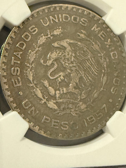 1957 Mo Mexico Peso Jose Morelos NGC Genuine Certified Silver Coin