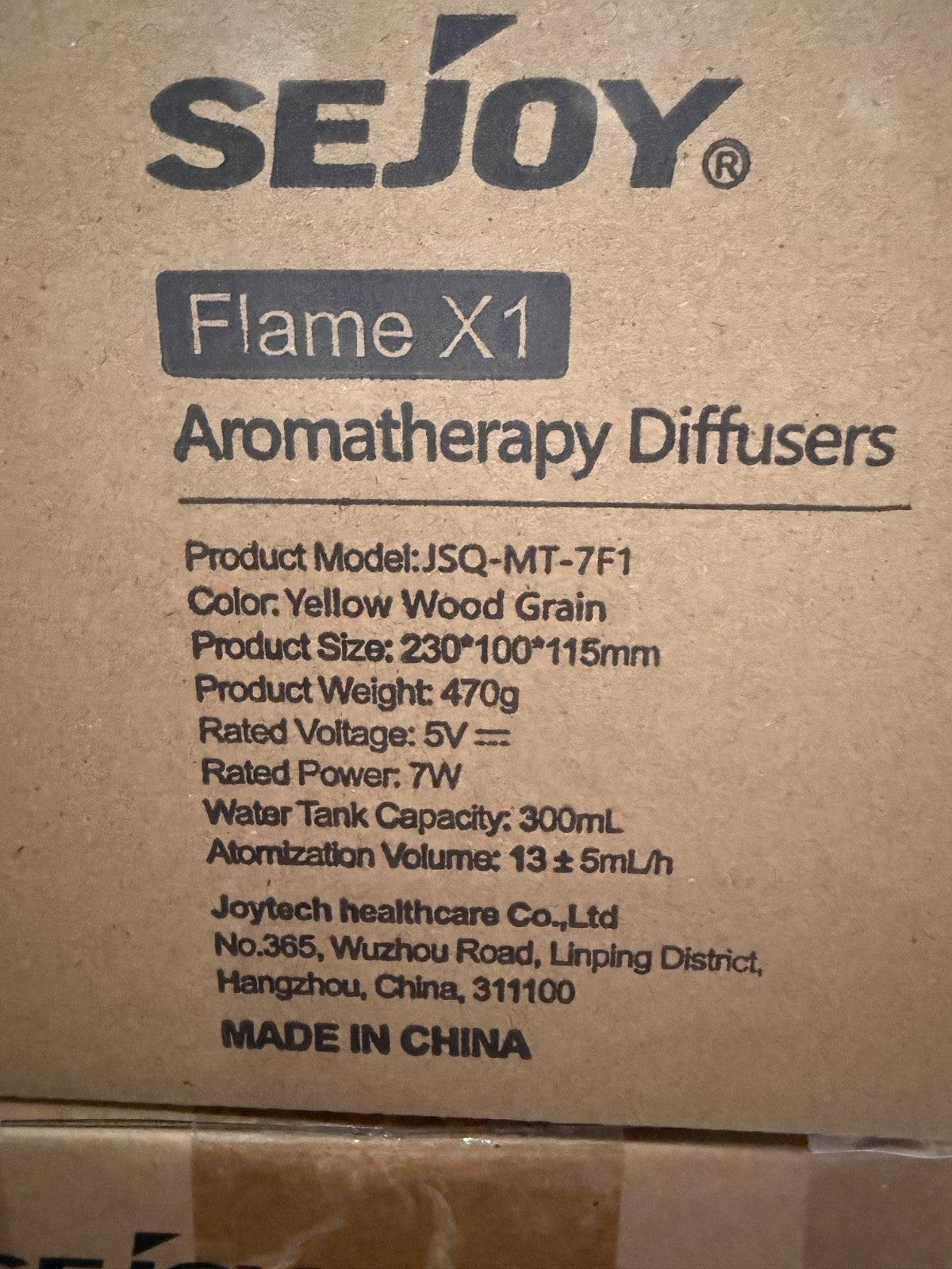 SEJOY Flame X1 Aromatherapy Diffuser Humidifier Ultrasonic Essential Oil Mist