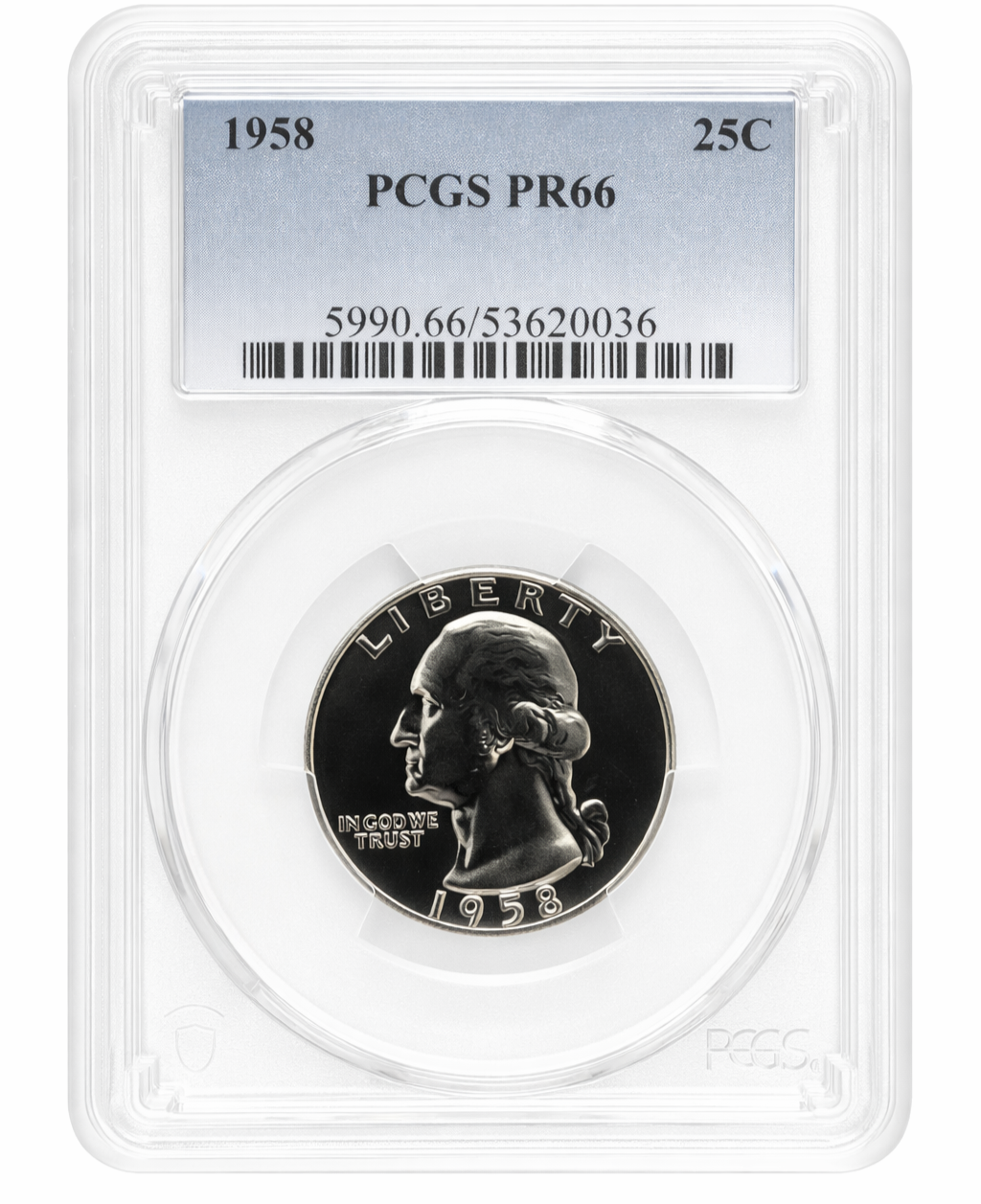 1958 Washington Silver Proof Quarter PCGS PR66 25C Certified Coin
