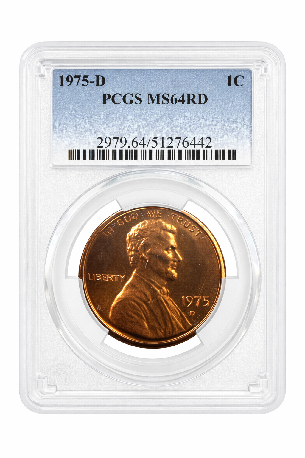 1975 D Lincoln Memorial Cent PCGS MS64RD Red Denver Mint Penny