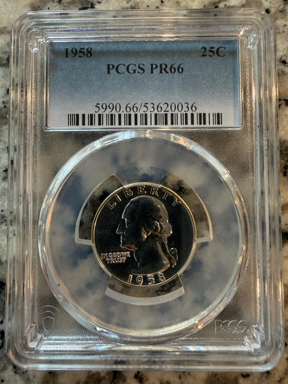 1958 Washington Silver Proof Quarter PCGS PR66 25C Certified Coin