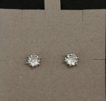 GRA Certified 2.0Ct Color Moissanite Stud Earrings Round Brilliant 6.5mm