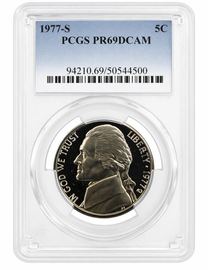 1977 S Jefferson Nickel PCGS PR69DCAM Deep Cameo Proof 5C Certified