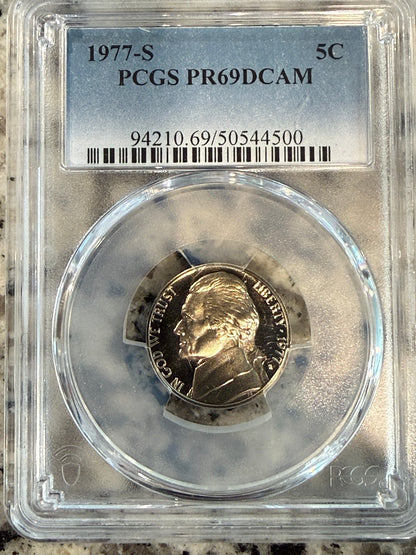 1977 S Jefferson Nickel PCGS PR69DCAM Deep Cameo Proof 5C Certified