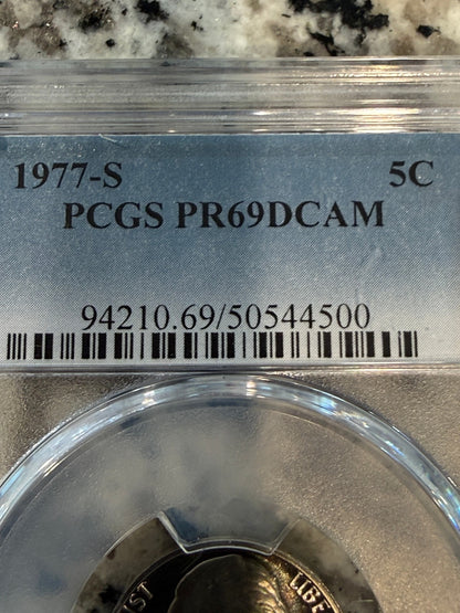 1977 S Jefferson Nickel PCGS PR69DCAM Deep Cameo Proof 5C Certified