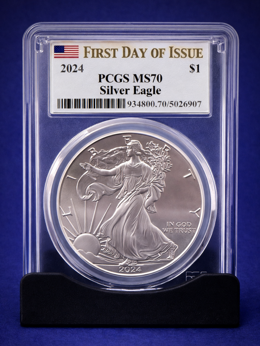 2024 Silver Eagle PCGS MS70 First Day of Issue Perfect Grade