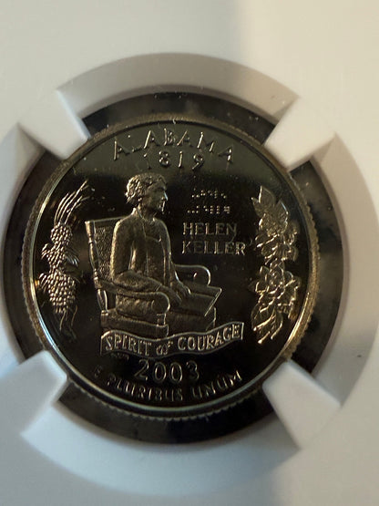2003-S Alabama State Quarter NGC Gem Proof 25C Helen Keller Clad