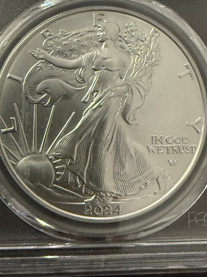 2024 Silver Eagle PCGS MS70 First Day of Issue Perfect Grade