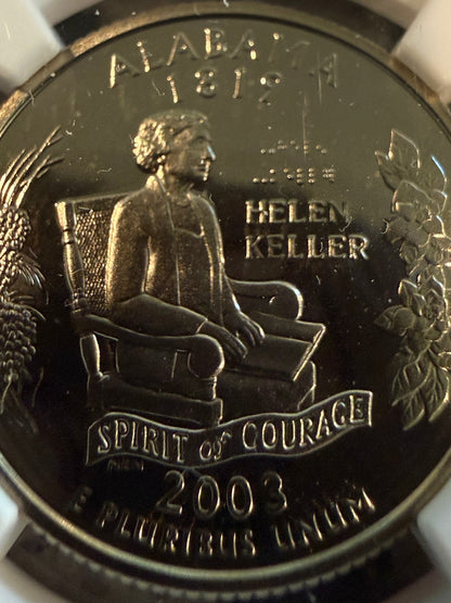 2003-S Alabama State Quarter NGC Gem Proof 25C Helen Keller Clad