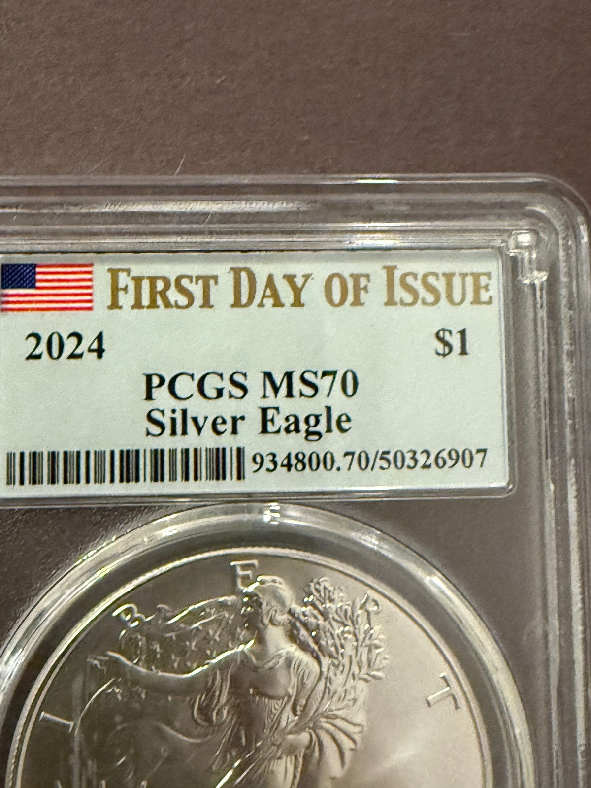 2024 Silver Eagle PCGS MS70 First Day of Issue Perfect Grade