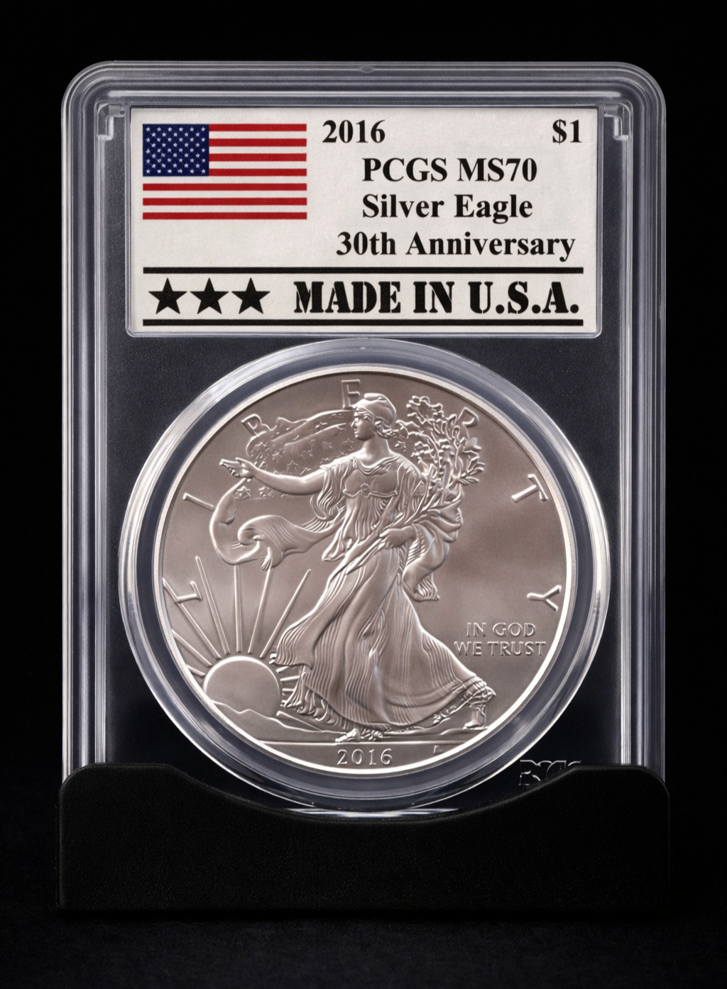 2016 American Silver Eagle PCGS MS70 First Strike 30th Anniversary Coin
