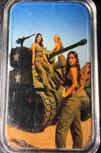 2025 Tank Girls Daytime Playtime 1oz .999 Silver Colorized Art Bar