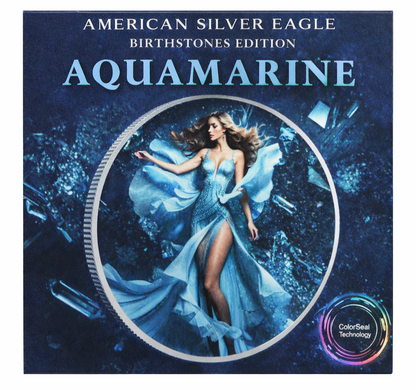 2024 American Silver Eagle Aquamarine Edition 1 oz .9999 Silver Coin
