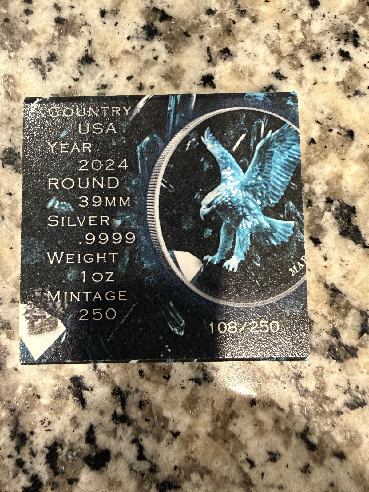 2024 American Silver Eagle Aquamarine Edition 1 oz .9999 Silver Coin