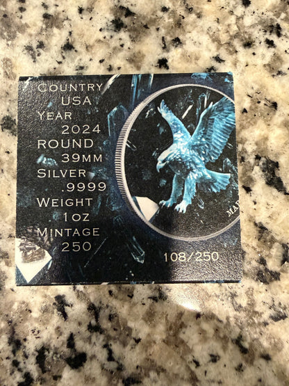 2024 American Silver Eagle Aquamarine Edition 1 oz .9999 Silver Coin