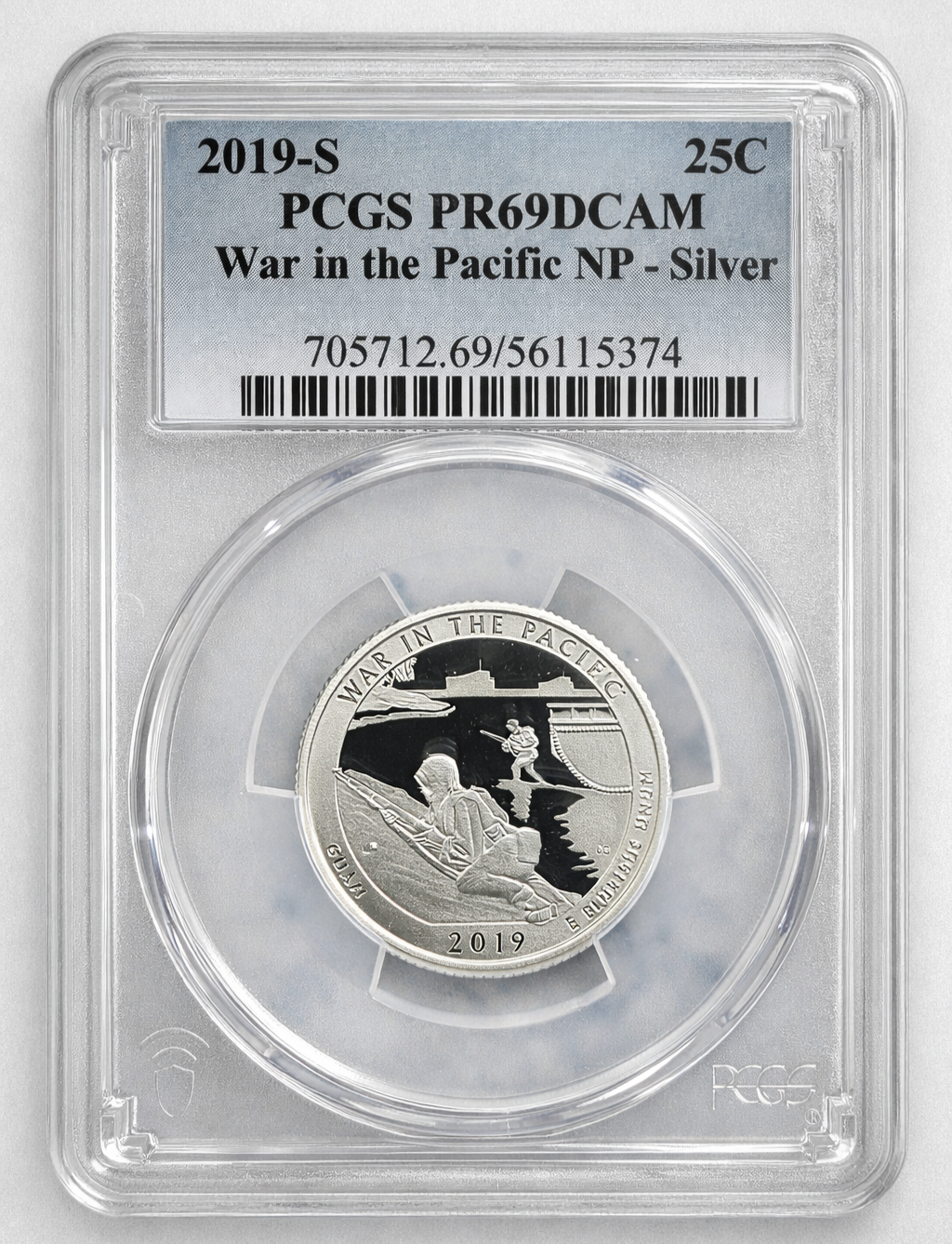 2019 S Silver War In The Pacific Quarter PCGS PR69DCAM Proof