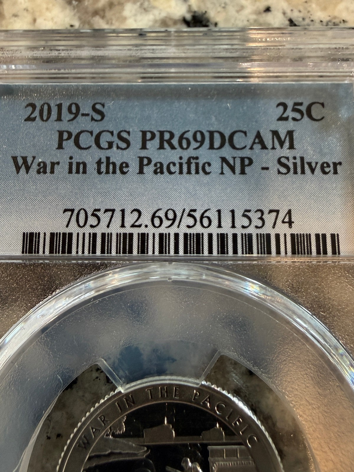 2019 S Silver War In The Pacific Quarter PCGS PR69DCAM Proof