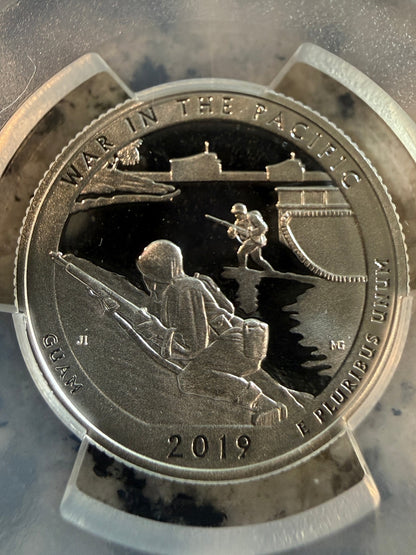 2019 S Silver War In The Pacific Quarter PCGS PR69DCAM Proof